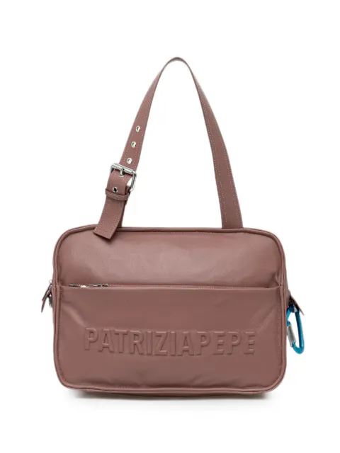 Patrizia Pepe (Im)perfection embossed-logo leather tote bag Brown 2B0125L113F