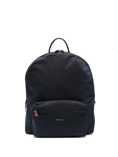 Kiton logo-plaque zip-fastening backpack Blue UBA0084N012700201