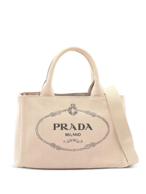 Prada Pre-Owned 2010s logo-print tote bag Neutrals 1076486