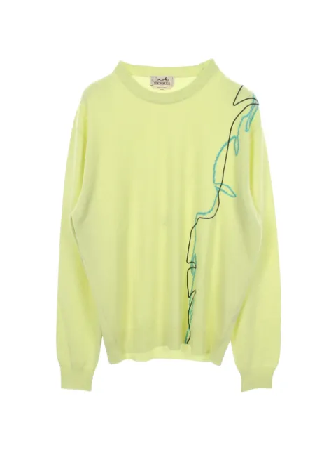 Hermès Pre-Owned lambskin-detail sweater Yellow 1065180