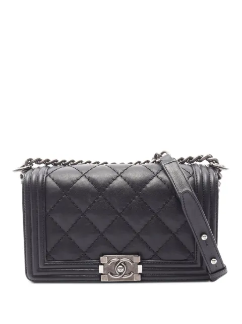 CHANEL Pre-Owned 2013-2014 Boy diamond-quilted shoulder bag Black 107706518757277