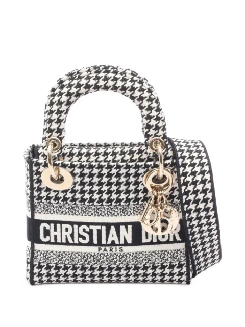 Christian Dior Pre-Owned Lady D-Lite houndstooth mini bag Black 1080111