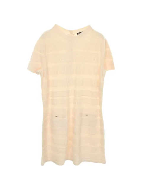 CHANEL Pre-Owned 1986-1988 intarsia-knit mini dress Neutrals 1076350
