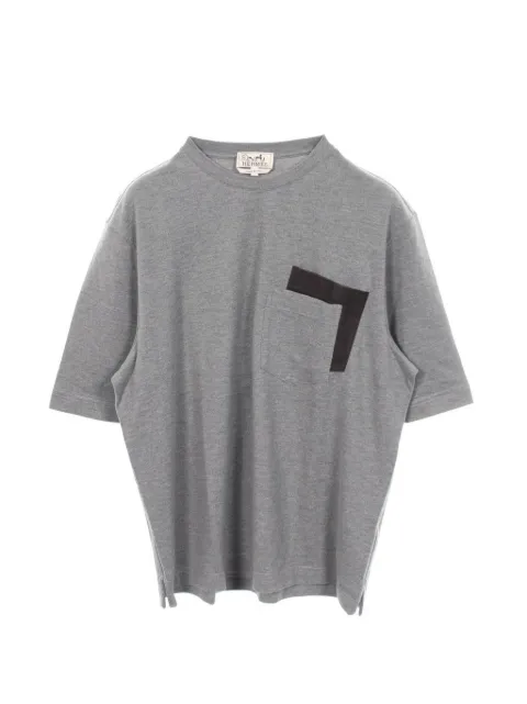 Hermès Pre-Owned 2010s leather-pocket T-shirt Grey 1074881