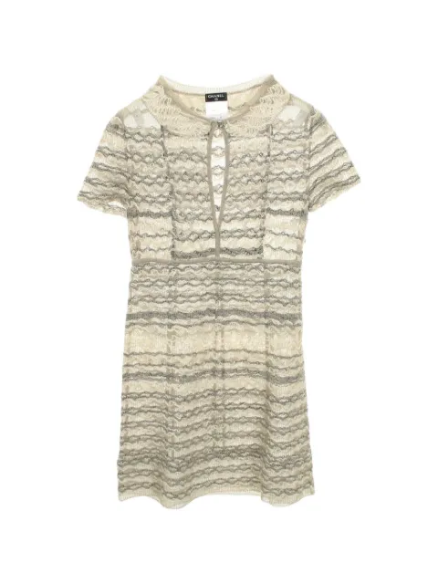 CHANEL Pre-Owned 1986-1988 Cocomark button knit dress Neutrals 1077180