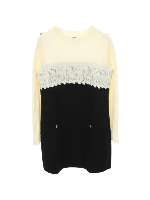 CHANEL Pre-Owned 1986-1988 Cocomark button color-block mini dress Neutrals 1064820