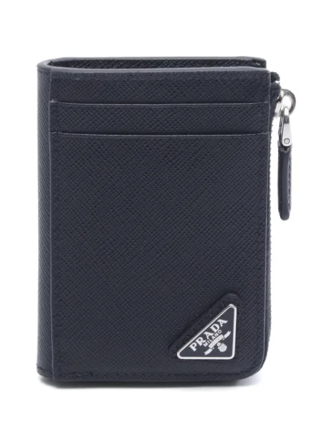 Prada Pre-Owned 2020s Saffiano Triang card-case coin purse Black 1078956