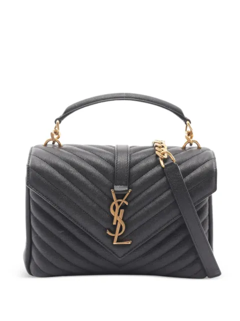 Saint Laurent Pre-Owned College chevron-quilted handbag Black 1078856