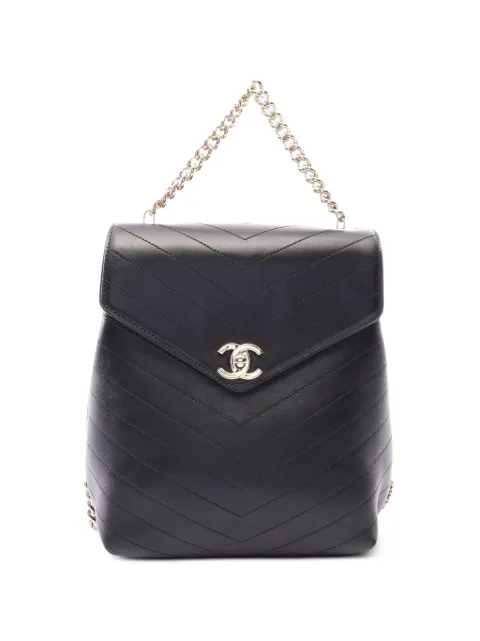 CHANEL Pre-Owned 2018-2019 V-stitch backpack Black 107855626523937