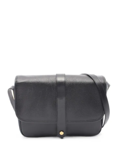 Saint Laurent Pre-Owned 2000s logo-plaque leather shoulder bag Black 1078608