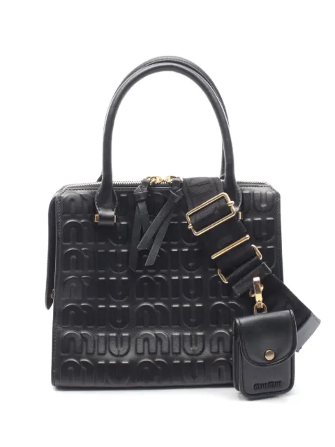 Miu Miu Pre-Owned 2010s embossed logo handbag Black 1077044