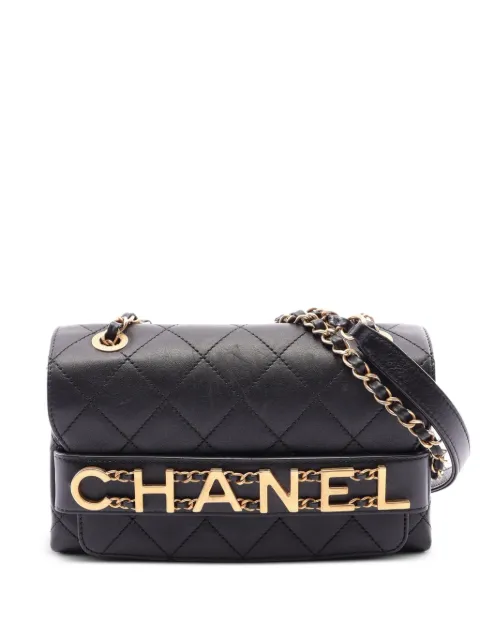 CHANEL Pre-Owned 2019 Matelassé logo shoulder bag Black 107856029654521