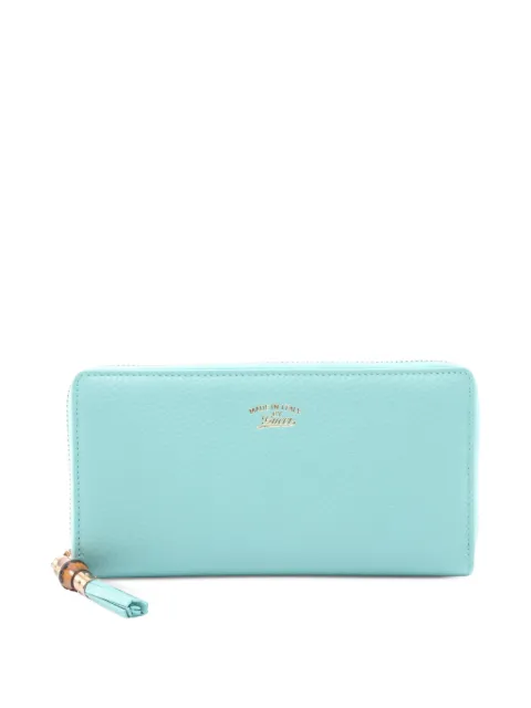 Gucci Pre-Owned 2010s Bamboo zip-around leather wallet Blue 1076484