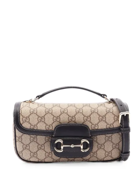 Gucci Pre-Owned 2010s small Horsebit 1955 GG Supreme two-way handbag Neutrals 1078568