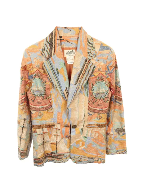 Hermès Pre-Owned All-over pattern silk jacket Neutrals 1071806