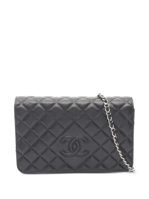 CHANEL Pre-Owned 2015-2016 Matelassé wallet on a chain Black 107999921713204