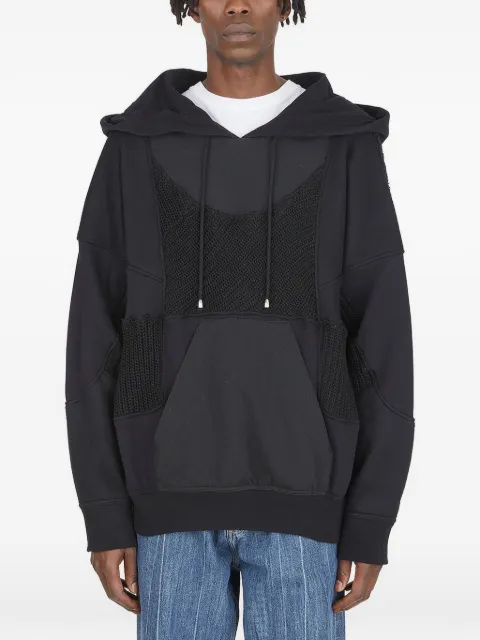 DRx FARMAxY FOR LN-CC crochet-trim patchwork hoodie Black DRXH00M6
