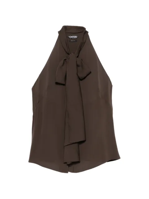 TOM FORD sleeveless bow-detail top Brown TS2162FAX1507