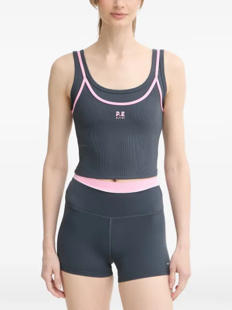 P.E Nation Forward ribbed contrast-trim tank top Blue 243W134