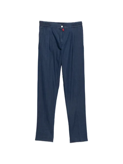 Kiton pleated elasticated-waistband trousers Blue UP1LACK0622H