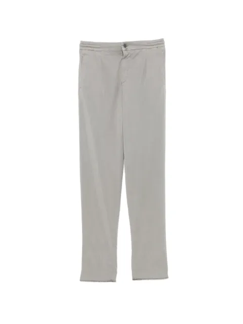 Kiton logo-patch pleated trousers Grey UP1LACK0606H