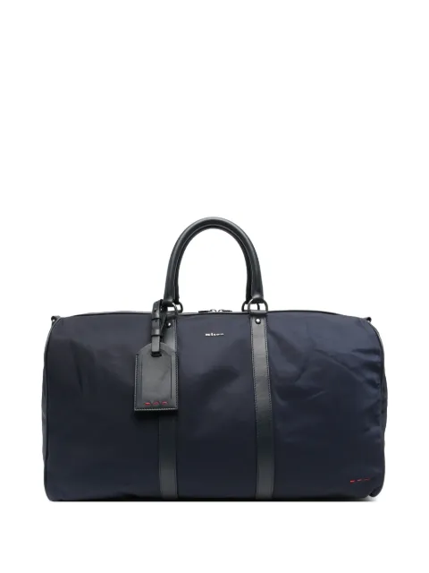 Kiton leather-trim luggage-tag holdall Blue UBA0085N012700201