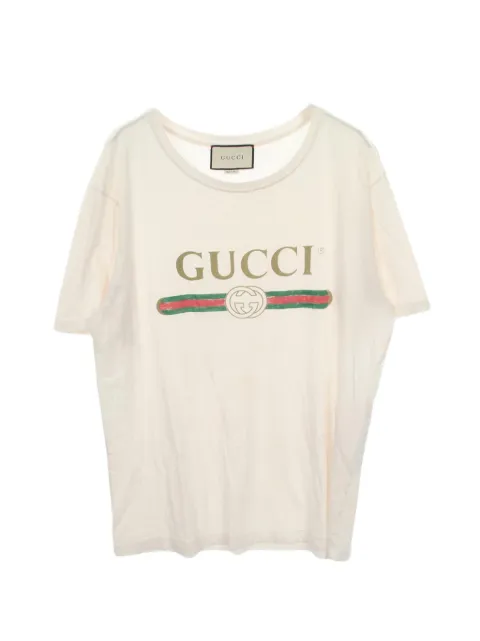 Gucci Pre-Owned 2000s logo-print T-shirt Neutrals 1074289