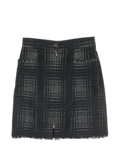 CHANEL Pre-Owned 1986-1988 Coco Mark tweed mini skirt Black 1073828
