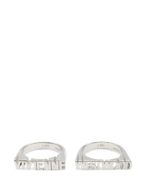 Vivienne Westwood Pre-Owned 2020s Essex logo-lettering rings (set of two) Silver 1078635