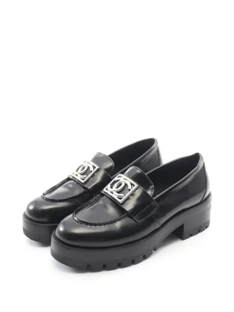 CHANEL Pre-Owned 1986-1988 CC-mark loafers Black 1077183