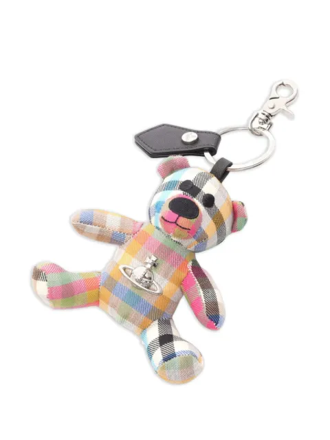 Vivienne Westwood Pre-Owned 2020s Teddy Bear check-pattern keyring Neutrals 1080517