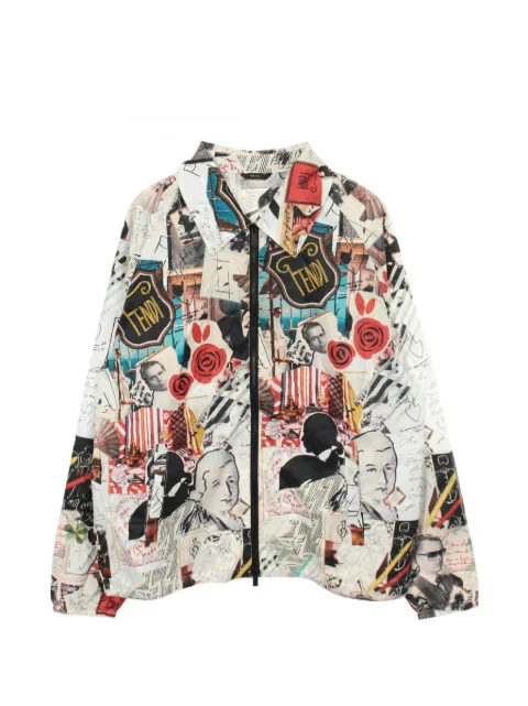 Fendi Pre-Owned 2010s graphic-print zip-up jacket White 1071745