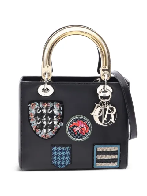 Christian Dior Pre-Owned 2000s Lady Dior patch-detail handbag Black 1078059