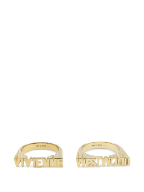 Vivienne Westwood Pre-Owned 2020s Essex logo rings (set of two) Gold 1078637