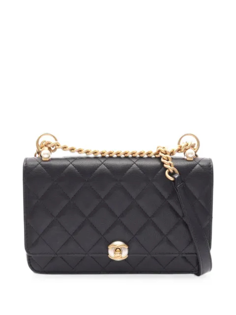 CHANEL Pre-Owned 2019 Matelassé CC turn-lock chain wallet Black 107731328888536