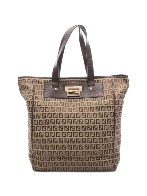 Fendi Pre-Owned 2000s Zucchino leather-trim tote bag Neutrals 1078442