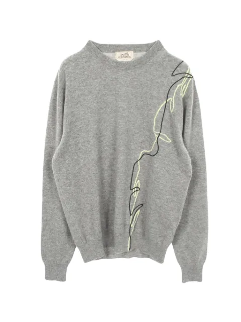Hermès Pre-Owned 2010s embroidered cashmere sweater Grey 1065179