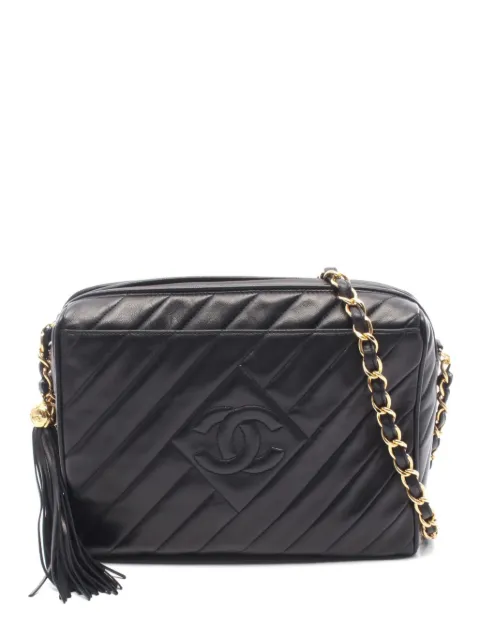CHANEL Pre-Owned 1994-1996 Coco Mark tassel-embellished shoulder bag Black 10785023182419