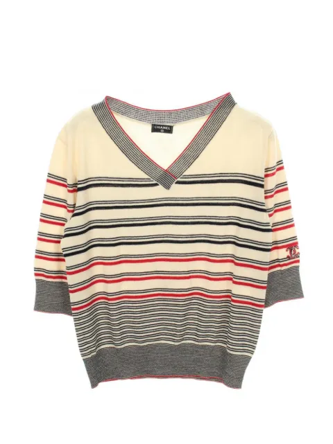 CHANEL Pre-Owned 1986-1988 striped sweater Neutrals 1076363