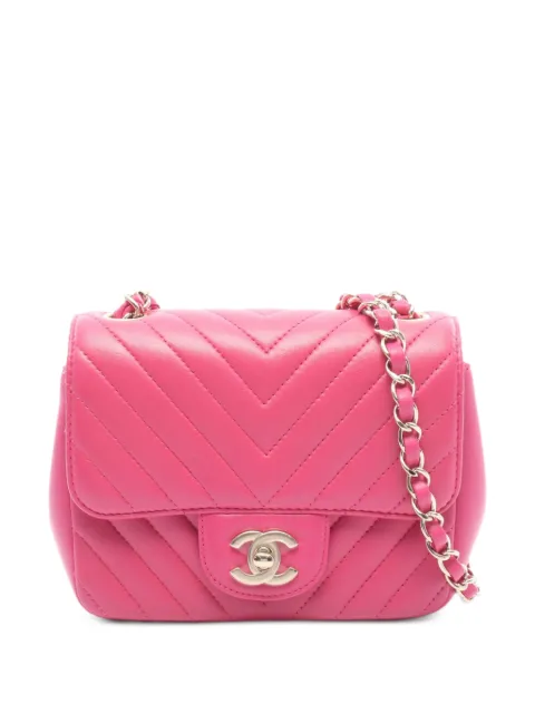 CHANEL Pre-Owned 2017-2018 Chevron V-stitch shoulder bag Pink 107986124222932