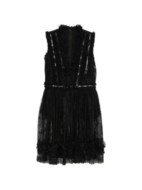 Givenchy Pre-Owned lace-trimmed ruffled mini dress Black OPV10545