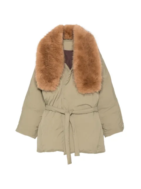SOURCE UNKNOWN Egizio belted puffer coat Green SUWF62JK23KH