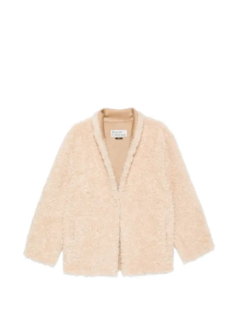 SOURCE UNKNOWN Manuela shawl-collar shearling jacket Neutrals SUWF62JK19BE