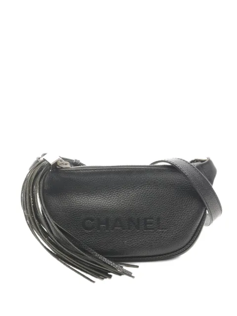 CHANEL Pre-Owned 2002-2003 Logo fringe shoulder bag Black 10793137970647