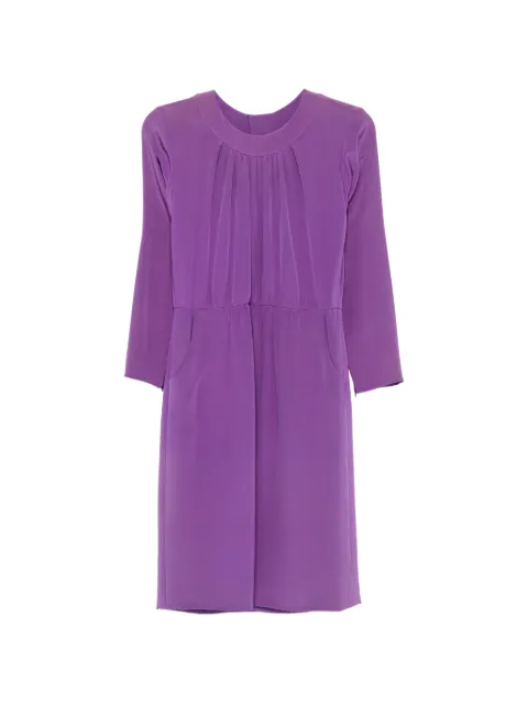 Saint Laurent Pre-Owned gathered long-sleeve mini dress Purple OPV11265