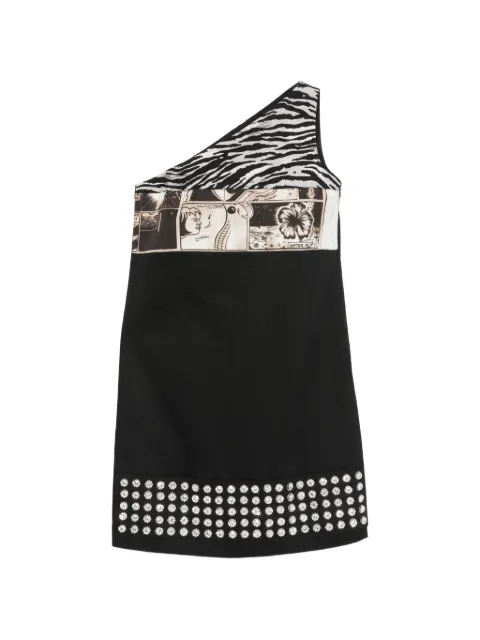 Prada Pre-Owned crystal-embellished one-shoulder mini dress Black OPV11436