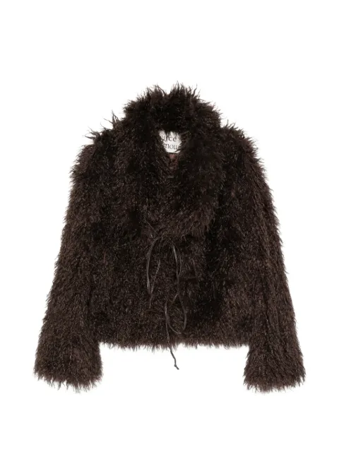 SOURCE UNKNOWN Hathi belted faux-fur jacket Brown SUWF62JK21BR
