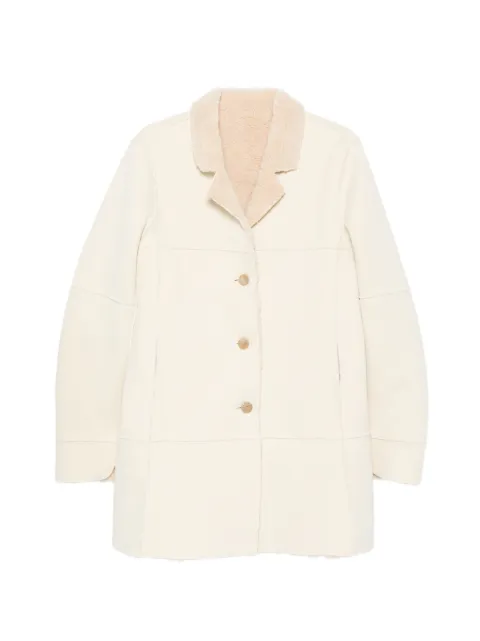 SOURCE UNKNOWN Odera reversible shearling coat Neutrals SUWF62CT05BE