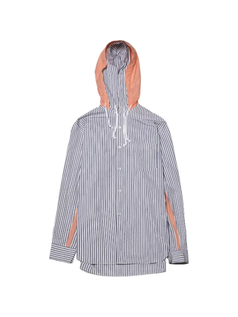 Comme Des Garçons Shirt striped drawstring-hood shirt White FQB046