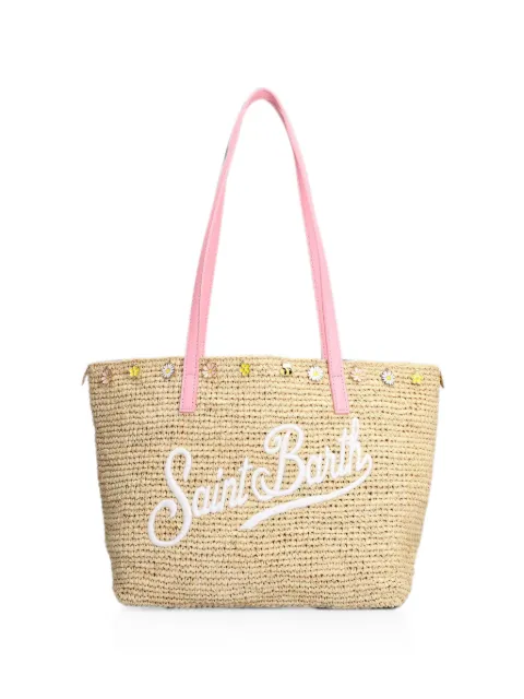 MC2 Saint Barth midi Raffia City floral-embellished shoulder bag Neutrals RAFC00209048L